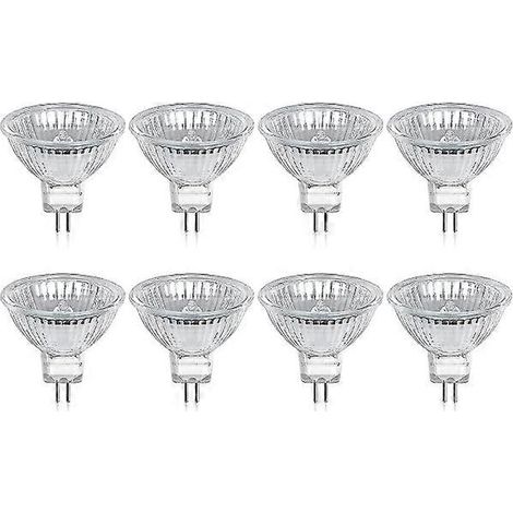 Lot de 8 ampoules halogènes GU5.3 MR16 20 W 12 V, blanc chaud, 400 lumens, culot 2 broches, remplacement pour halogène 20 W