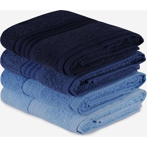 Set 4 asciugamani viso in cotone 50x90 cm Rainbow - Blu (1/5)
