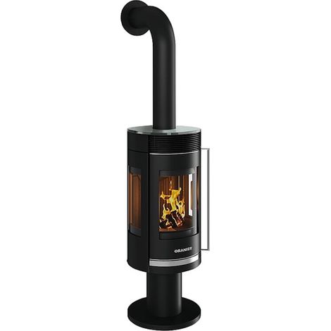 ORANIER Kaminofen Rota Twist, Korpus Stahl Schwarz, Abdeckplatte Glas