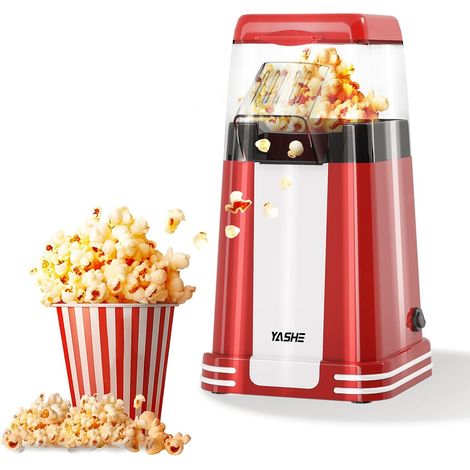 Machine à pop-corn rétro, 1200W Machine à pop-corn à air chaud avec gobelet doseur, à bouton unique, sans huile, Parfaite pour les cinémas maison, les soirées cinéma, les fêtes (1/5)