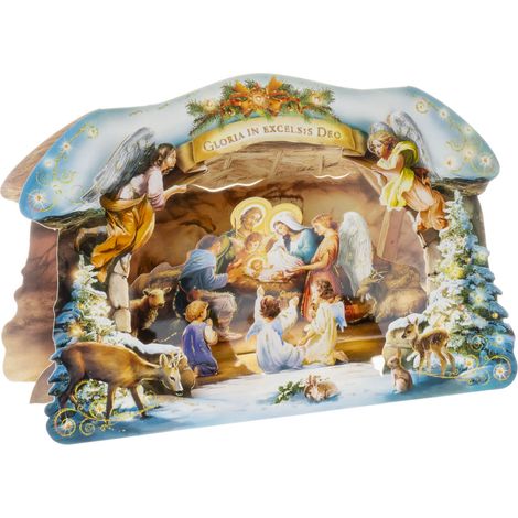 Grande presepe di carta con brillantini (1/4)