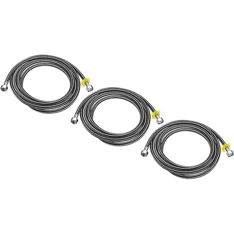 Robinet Alimentation Ligne Connecteur, G1/2 Femelle x G1/2 Femelle 118 Pouce Long Tressé 304 Inox Acier Eau Alimentation Tuyau, Noir (1/5)