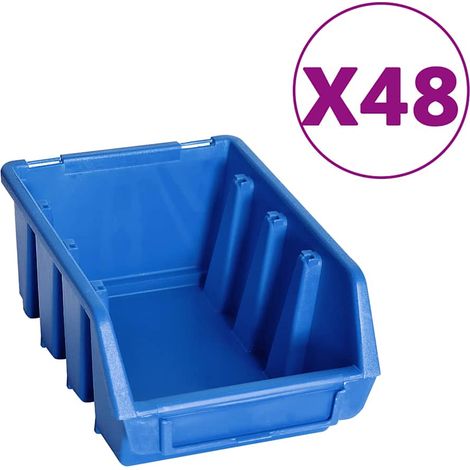 Maison Exclusive - Kit Contenitori 128 pz con Pannelli a Parete Blu e Nero (1/5)