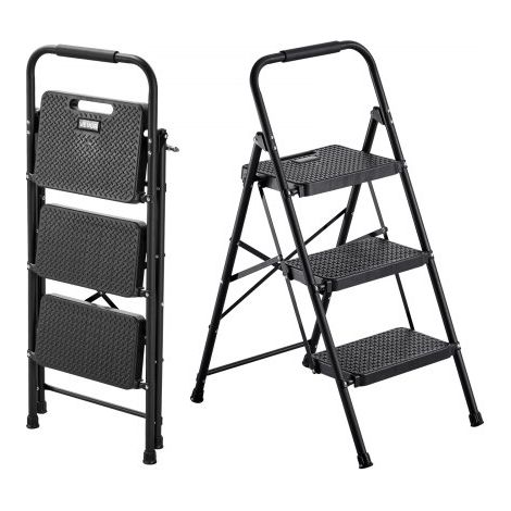 Escabeau Pliant 3 Marches Marchepied Pliable Charge 272 kg (1/5)