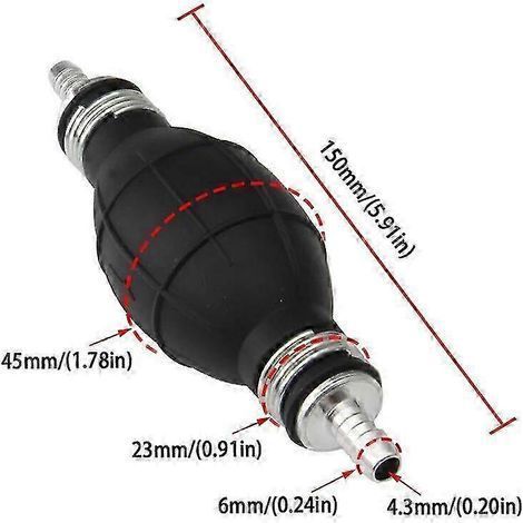 poire d'amorçage manuelle en caoutchouc et aluminium de 6 mm, 8 mm, 10 mm ou 12 mm pour pompe à carburant de voiture, bateau ou moteur hors-bord.