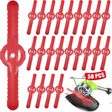 Lot de 50 lames de tondeuse à gazon en plastique, 135 mm, lames de rechange pour tondeuse à gazon sans fil, accessoires pour pelouse, jardin, verger, bois ou pastoral (1/5)