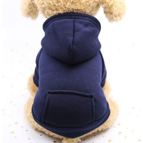 Sweat à capuche pour chat, manteau d’hiver en coton avec poche, pull de Noël, bleu, taille S – DELKEVIC (1/3)