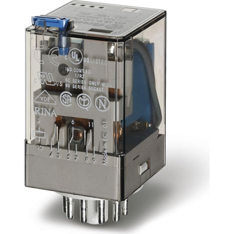 Relais industriel undécal 3RT 10A 24V DC bouton test et indica méca AgNi+Au FINDER 601390245040