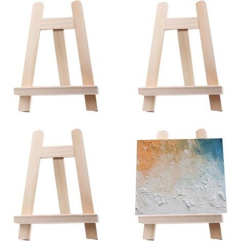 Set mit 4 Mini-Tischstaffeleien aus Holz – 15 x 20 cm – Kleiner Ständer für Bilderrahmen – Hochzeitsstaffelei – Zum Malen
