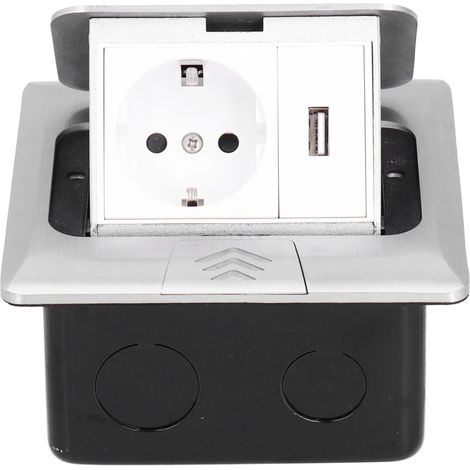 Bodeneinbausteckdose mit versenkbarer Öffnung, EU-Standard, USB-Anschluss für Zubehör, 250 V, 16 A, langsamer Auszug (1/5)