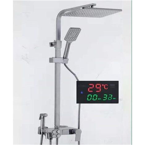 Ensemble de douche mitigeur thermostatique intelli Ensemble de douche numérique chaud et froid robinet salle de bain mitigeur thermostatique système de douche pluie montage mural SPA pluie robinet de (1/5)