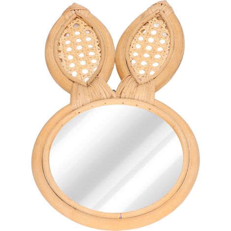 Lapin miroir de maquillage en rotin style européen, décoration murale artistique pour chambre d'hôtel, salon, chambre, entrée (1/5)