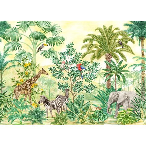 Papier peint panoramique enfant Aventure dans la Jungle (1/4)