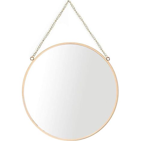 Miroir Suspendu, 30 x 30 cm Miroir de Maquillage Rond pour Salle de Bain, Cadre en Laiton avec chaîne Suspendue [Taille Moyenne] (1/5)