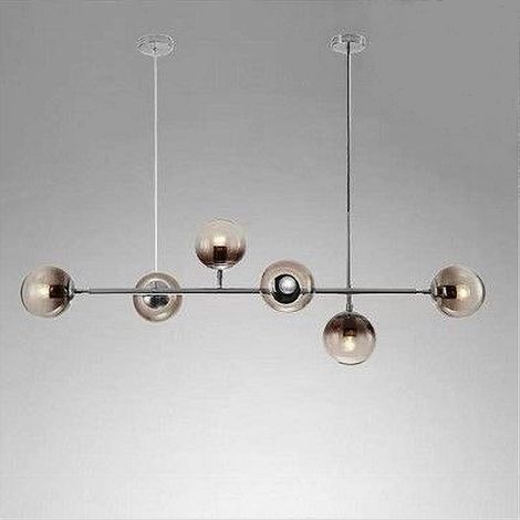 TRADE SHOP - Lampadario Sospensione 6 Sfere Attacco E27 In Vetro Lampada In Metallo Argento 71652 -