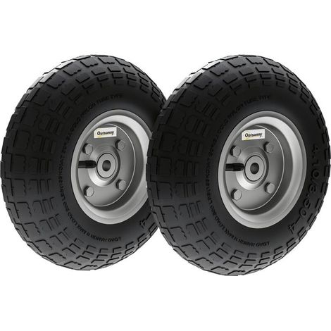 Lot de 2 Pneus Pneumatiques de Remplacement Alésage de 16mm pour Chariot de Jardin, Brouette et diable (1/5)