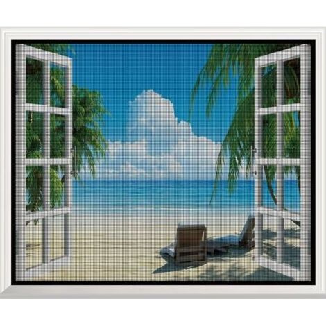 Moustiquaire pour fenêtres, 150x200 cm, moustiquaire auto-adhésive, sans perçage, convient aux fenêtres de balcon, de salon et de terrasse, noire. (1/4)