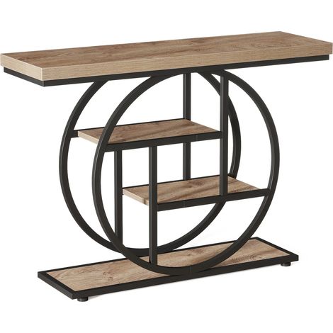 Table console d'entrée avec pied rond, table console stable, table basse à 4 niveaux, table à thé (1/5)