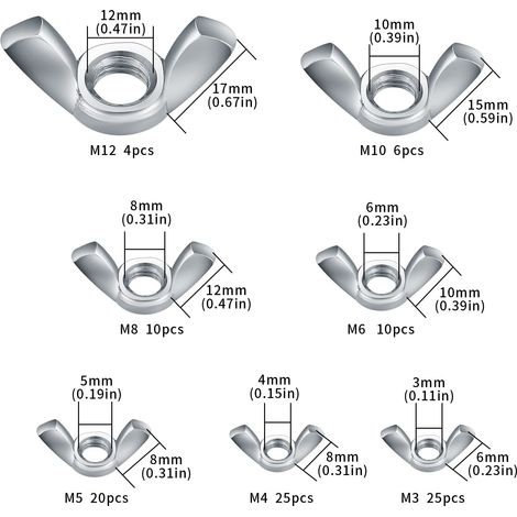 Lot De 4 Vis à Pouce M6 X 25mm, Bouton Papillon Noir, Inox 18-8, Western Supply Warehouse, Made In USA