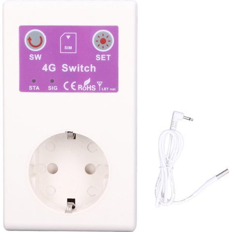 4G smart plug with temperature sensor, SMS/app/touch control, 2000W, fire-resistant PVC (1/5)