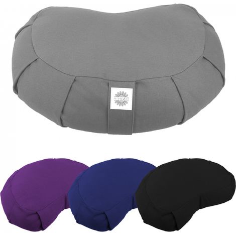 Pouf, zafu, coussin de méditation, yoga - Demi-lune - 44 x 27 x 13 cm - Gris - Vivezen