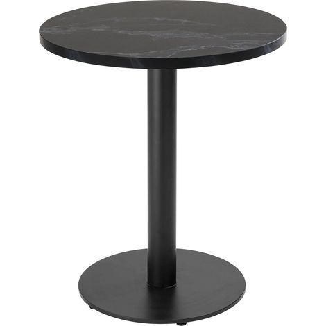 Table à manger ronde 60 cm pied noir et revêtement marbre noir (1/5)