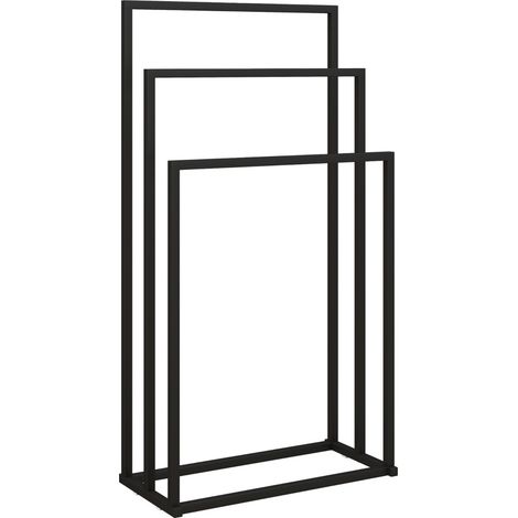 Toallero de pie con 3 barras de acero negro 45 x 21,5 x 85 cm HOMVRA (1/5)