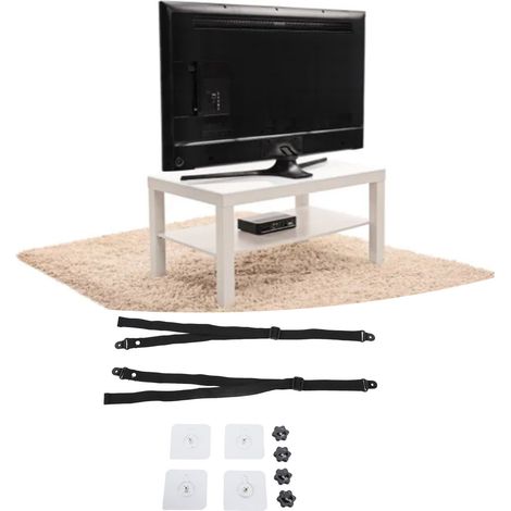 Kippsicherungsbänder für Fernseher/Bildschirme/Schränke – 2er-Pack mit Klebefläche – Verstellbares System (Polypropylen) (1/5)