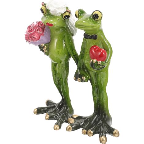Statuette en Résine Couple de Grenouilles Miniature Décoration Extérieure Jardin Résistante Ornement Stable pour Terrasse Présent Original Couple Amoureux Décoration Bureau (1/5)