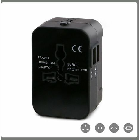 Adaptador de viaje universal todo en uno Adaptador de viaje universal Convertidor de corriente Cargador de pared Adaptador de enchufe de corriente con dos puertos de carga USB para EE. UU. (1/5)