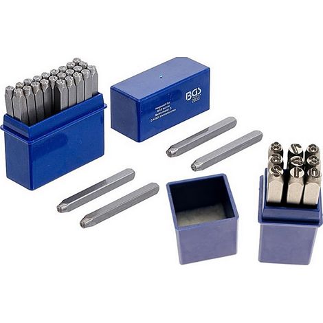 Bgs Technic – Kit de 27 chiffres et lettres à frapper 3 mm – Estampage sur métal et cuir – Pour marquage précis – 36 pcs