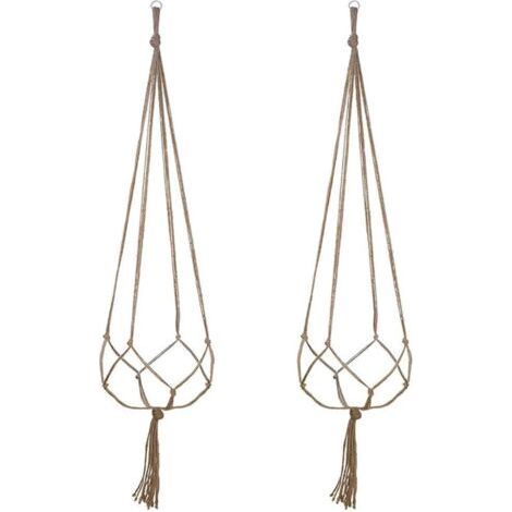 Lot de 2 Suspension Plante pour Pot de Fleurs Cache-Pots Suspension en Corde Suspension Plante Macramé Porte Décoration pour Interieur et Extérieur Suspendue Décoration Balcon Maison (122cm) (1/5)