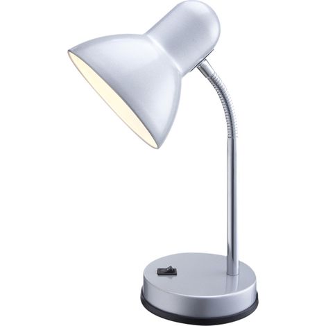 Schreibtischlampe / Tischleuchte Silber mit LED, Flexrohr (1/2)