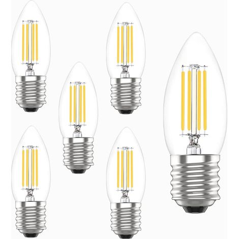 Ampoule LED E27 à vis Edison, 6 W (équivalent à 60 W), blanc chaud 2700 K, filament transparent non dimmable, lot de 6 [Classe énergétique A+] (1/5)