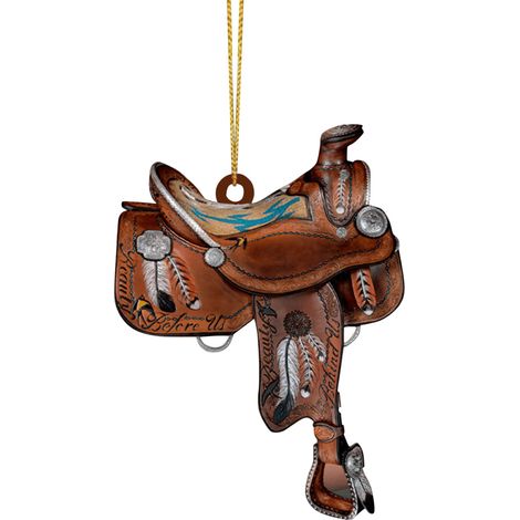 Pendentif Acrylique Forme Selle - Décoration Intérieure et Automobile - Idéal pour Amateurs de Chevaux et Univers Western - 1 Pièce (1/2)