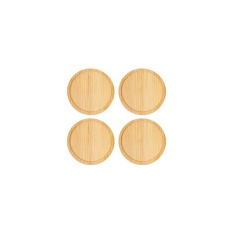 Set mit 4 handgefertigten Holzuntersetzern – dickwandig und hitzebeständig, ideal für Büros, Bars und Bauernhöfe – Untersetzer aus natürlichem Bambus zum Schutz Ihrer Getränke – Crezuo