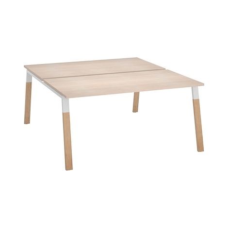 Pôle de 2 bureaux droits L 160 x P 80 cm, piétement bois métal chêne clair - Arch - Maxiburo (1/2)