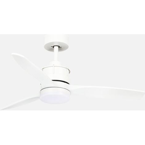 ABRILA - Ventilador DC Barrax 18W  3 Aspas  6 Velocidades  LED Integrado  Luz Opcional  Control Remoto  35/45x106x106 cm  Blanco