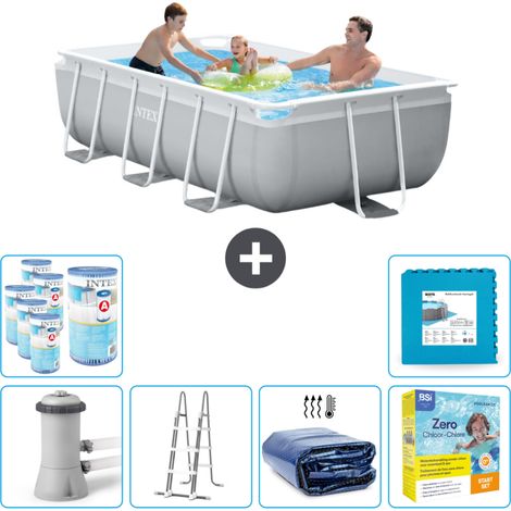 Piscine rectangulaire Intex - 300 x 175 x 80 cm - Grise - Comprend des Accessoires CB36