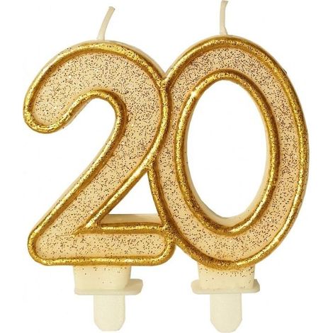 Candelina di compleanno 20 glitter oro