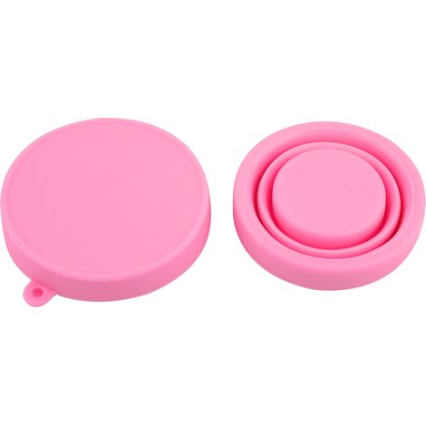 Gobelet pliable en silicone télescopique rose pour voyage camping extérieur (1/5)