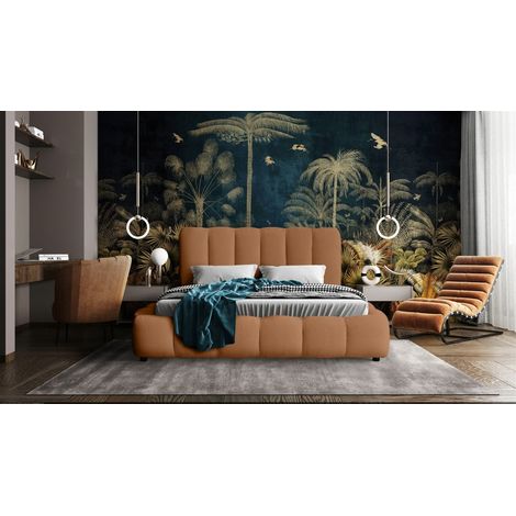 Polsterbett Doppelbett HEDA 180x200cm in Stoff Perfect Harmony Rostbraun (1/4)