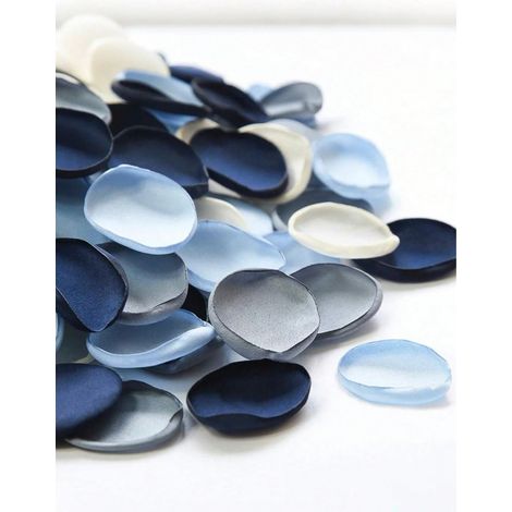 Lot de 300 pétales de rose artificiels, en soie artificielle bleu foncé, pour mariage, douche de mariée, décoration de table, allée, fête (1/5)