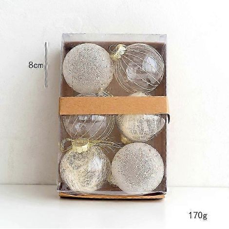 Boule de Noël neuve de 8 cm, boule en tissu peinte, boule transparente, décoration pour sapin de Noël, couleur champagne - 18 cm (1/5)