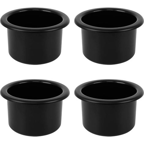 Lot de 4 Porte-gobelets, Plastique, 79 mm, Noir, Pour voiture, Canapé, Bateau