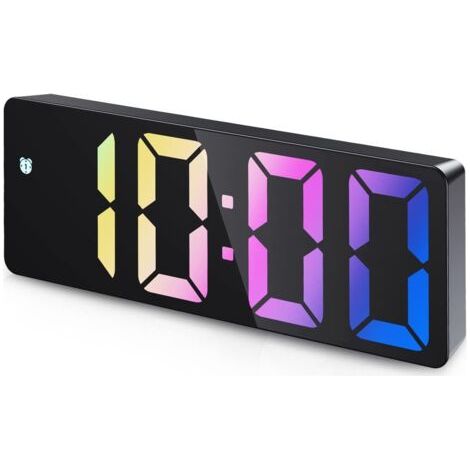 Réveil numérique avec affichage LED, température et date, commande vocale (1/4)