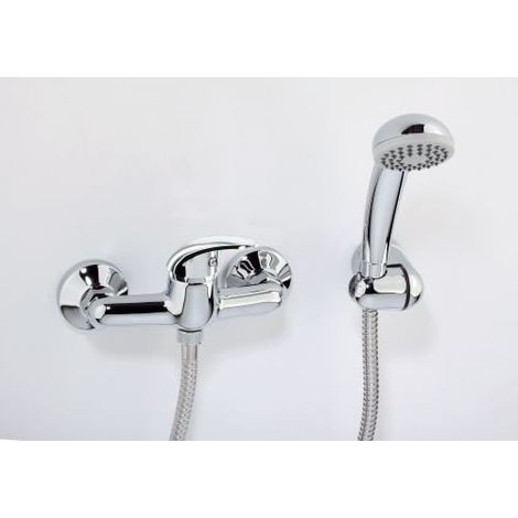 Rubinetto doccia Alba a parete a due fori con accessori cromati (1/5)