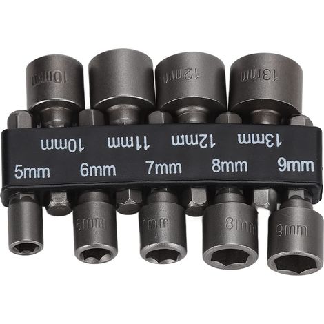 Lot de 9 douilles de tournevis à tige hexagonale de 1/4 po en acier au chrome vanadium avec support de rangement (1/5)