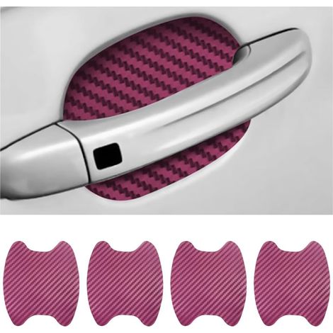 4PCS Autocollants Voiture Extérieur, Film de Protection Universel en Fibre de Carbone Anti-Rayures pour Poigné Porte Voiture, Convient à la Plupart des Poignés Porte Voiture (Bourgogne) (1/5)