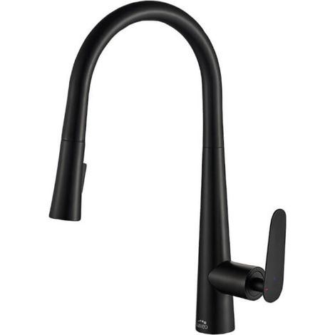 Robinet d'évier de cuisine NALDA noir avec bec extractible